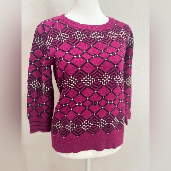 NWOT ANNE KLEIN Women's Argyle Pattern Sweater - Pink - Picture 1 of 12